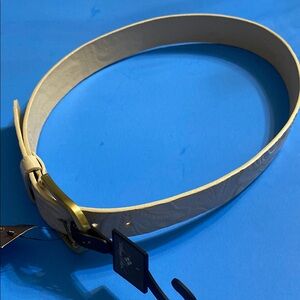 Patricia Nash Cream Leather Belt with Brass Buckle, Size S NWT